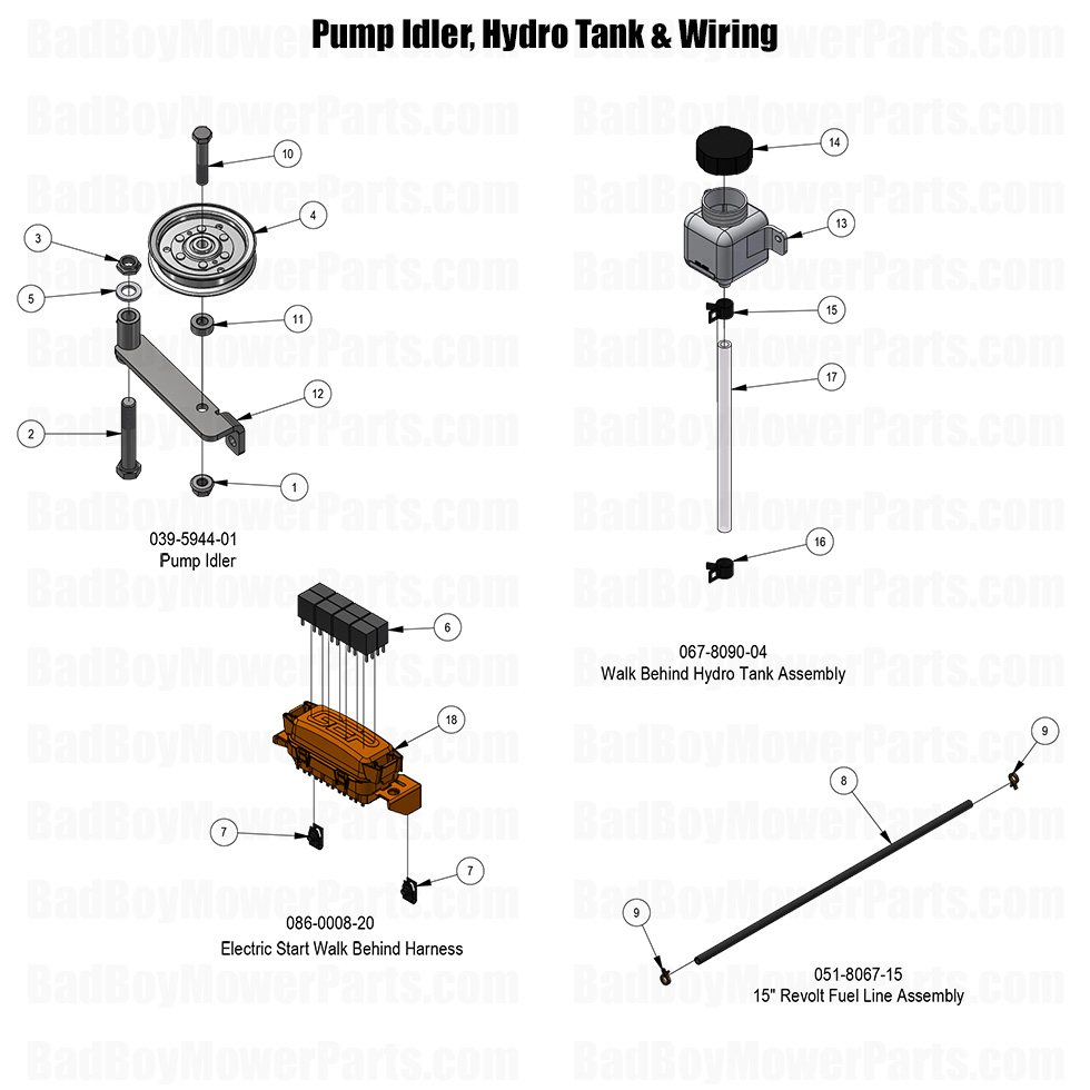 3813 - Bad Boy Mower Parts Lookup > 2025 > Raider > Pump Idler, Hydro Tank & Wiring